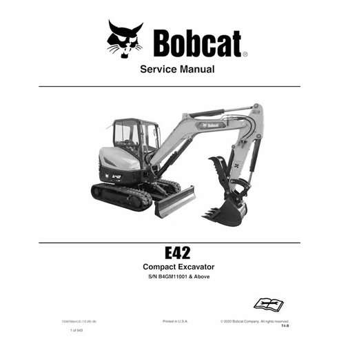 Manual de servicio en pdf de la excavadora compacta Bobcat E42 - Gato montés manuales - BOBCAT-E42-7336766-EN-SM