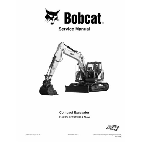 Manual de servicio en pdf de la excavadora compacta Bobcat E145 - Gato montés manuales - BOBCAT-E145-7387076-EN-SM