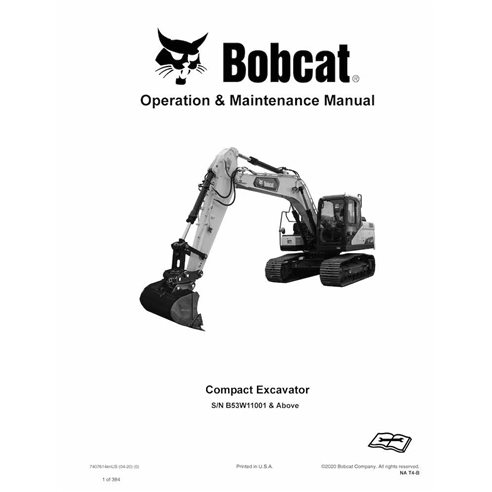 Bobcat E165 compact excavator pdf operation and maintenance manual  - BobCat manuals - BOBCAT-E165-7407614-EN-OM