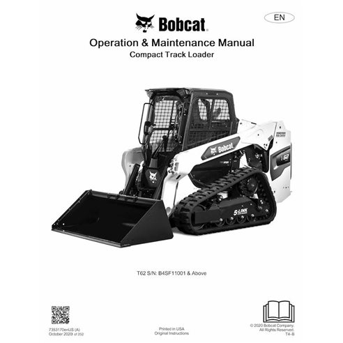 Manual de operação e manutenção em pdf da carregadeira de esteira compacta Bobcat T62 - Lince manuais - BOBCAT-T62-7353170-EN-OM