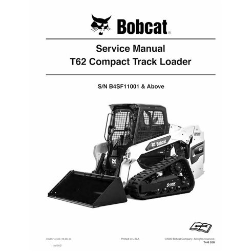 Manual de servicio en pdf del cargador compacto de orugas Bobcat T62 - Gato montés manuales - BOBCAT-T62-7353171-EN-SM