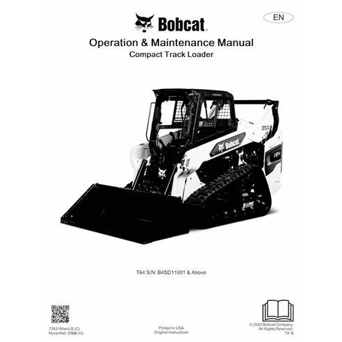 Bobcat T64 compact track loader pdf operation and maintenance manual  - BobCat manuals - BOBCAT-T64-7353164-EN-OM