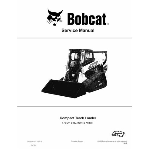 Manuel d'entretien pdf de la chargeuse compacte sur chenilles Bobcat T76 - Lynx manuels - BOBCAT-T76-7399016-EN-SM