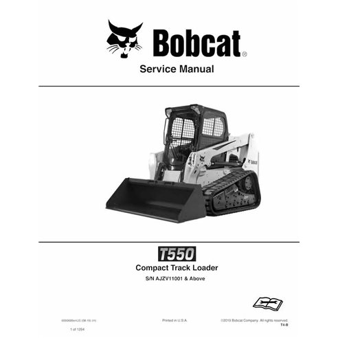 Manual de servicio en pdf del cargador compacto de orugas Bobcat T550 - Gato montés manuales - BOBCAT-T550-6990689-EN-SM