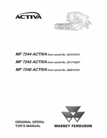 Manual do operador da colheitadeira Massey Ferguson MF 7244, 7245, 7246 ACTIVA - Massey Ferguson manuais - MF-LA327174015