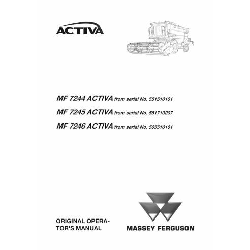 Manual del operador de cosechadoras combinadas Massey Ferguson MF 7244, 7245, 7246 ACTIVA - Massey Ferguson manuales