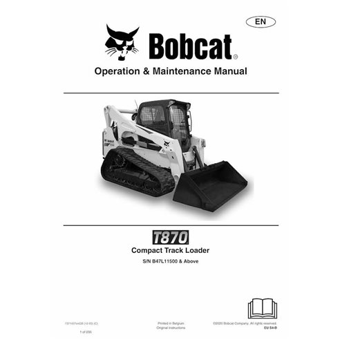 Manuel d'utilisation et d'entretien pdf de la chargeuse compacte sur chenilles Bobcat T870 - Lynx manuels - BOBCAT-T870-73714...