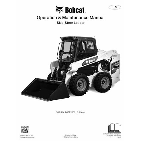 Bobcat S62 skid steer loader pdf operation and maintenance manual  - BobCat manuals - BOBCAT-S62-7353167-EN-OM