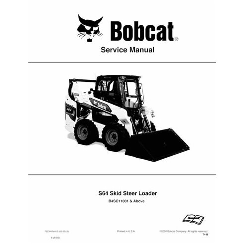 Manual de servicio en pdf del minicargador Bobcat S64 - Gato montés manuales - BOBCAT-S64-7353047-EN-SM
