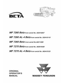 Manual do operador da colheitadeira Massey Ferguson MF 7260, 7265, 7270 BETA - Massey Ferguson manuais - MF-LA327176019A