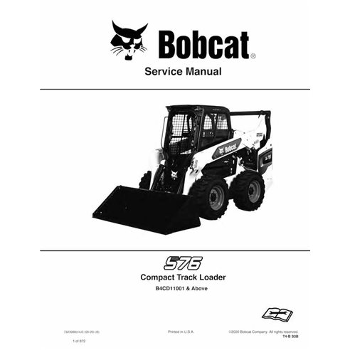 Bobcat S76 skid steer loader pdf service manual  - BobCat manuals - BOBCAT-S76-7323980-EN-SM