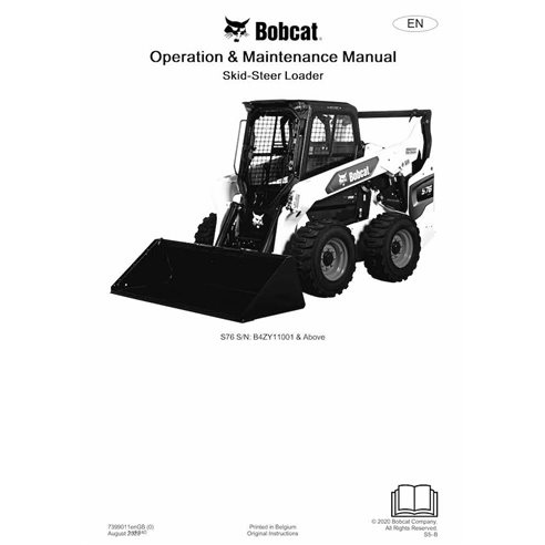 Manual de operação e manutenção em pdf da minicarregadeira Bobcat S76 - Lince manuais - BOBCAT-S76-7399011-EN-OM