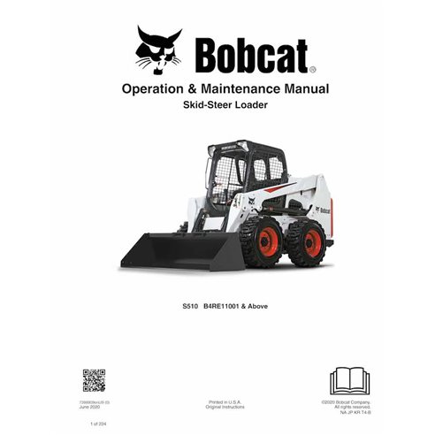 Bobcat S510 skid steer loader pdf operation and maintenance manual  - BobCat manuals - BOBCAT-S510-7398909-EN-OM