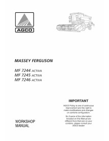 Manual de oficina da colheitadeira Massey Ferguson MF 7244, 7245, 7246 ACTIVA - Massey Ferguson manuais - MF-LA327208010M