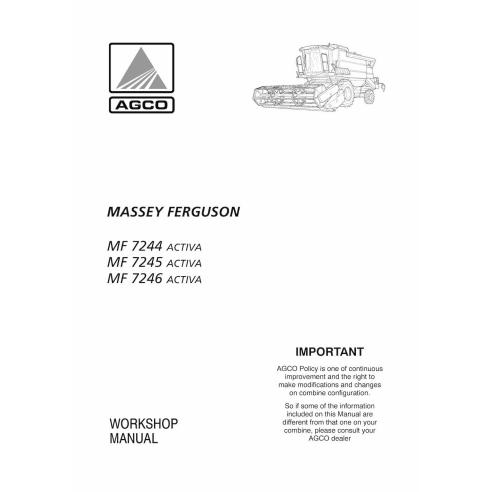 Manual de oficina da colheitadeira Massey Ferguson MF 7244, 7245, 7246 ACTIVA - Massey Ferguson manuais