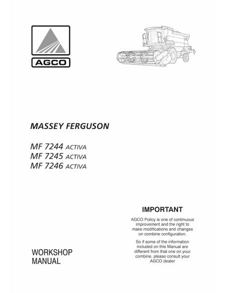 Manual de oficina da colheitadeira Massey Ferguson MF 7244, 7245, 7246 ACTIVA - Massey Ferguson manuais - MF-LA327208010M