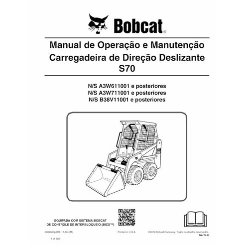 Bobcat S70 minicargadora pdf manual de operación y mantenimiento PT - Gato montés manuales - BOBCAT-S70-6986660-PT-OM