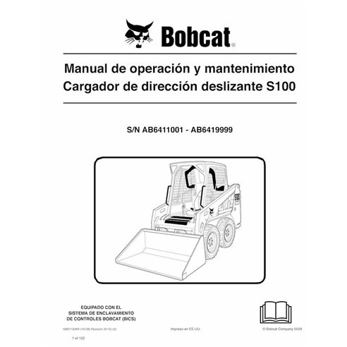 Manuel d'utilisation et d'entretien pdf de la chargeuse compacte Bobcat S100 ES - Lynx manuels - BOBCAT-S100-6987130-ES-OM