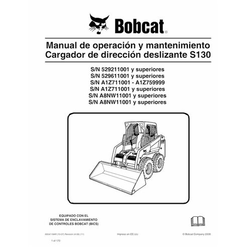 Bobcat S130 skid steer loader pdf operation and maintenance manual ES - BobCat manuals - BOBCAT-S130-6904119-ES-OM