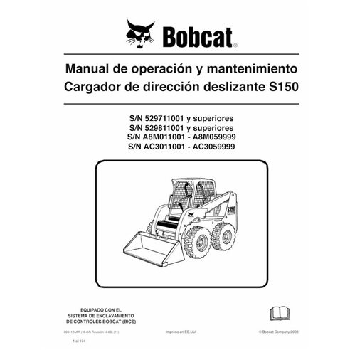 Minicargadora Bobcat S150 pdf manual de operación y mantenimiento ES - Gato montés manuales - BOBCAT-S150-6904124-ES-OM