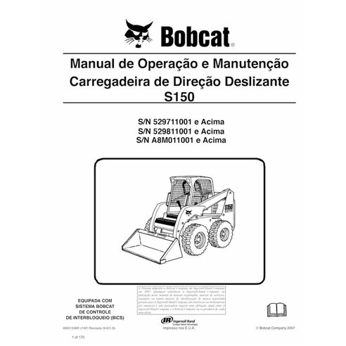 Bobcat S150 skid steer loader pdf operation and maintenance manual PT - BobCat manuals - BOBCAT-S150-6904124-PT-OM