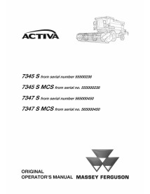 Manual del operador de la cosechadora Massey Ferguson MF 7345 S, 7347 S - Massey Ferguson manuales - MF-LA327306012