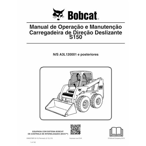 Bobcat S150 skid steer loader pdf operation and maintenance manual PT - BobCat manuals - BOBCAT-S150-6986979-PT-OM
