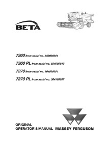 Massey Ferguson MF 7360, 7370 BETA combine harvester operator's manual - Massey Ferguson manuals - MF-LA327316011