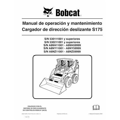 Bobcat S175 skid steer loader pdf operation and maintenance manual ES - BobCat manuals - BOBCAT-S175-6904130-ES-OM