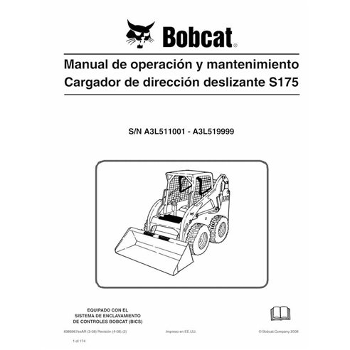 Bobcat S175 skid steer loader pdf operation and maintenance manual ES - BobCat manuals - BOBCAT-S175-6986967-ES-OM