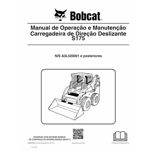 Bobcat S175 skid steer loader pdf operation and maintenance manual PT - BobCat manuals - BOBCAT-S175-6986983-PT-OM