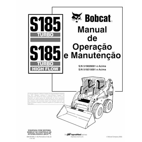 Manuel d'utilisation et d'entretien pdf de la chargeuse compacte Bobcat S185 PT - Lynx manuels - BOBCAT-S185-6901831-PT-OM