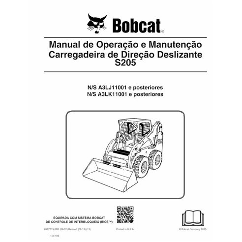 Bobcat S205 skid steer loader pdf operation and maintenance manual ES - BobCat manuals - BOBCAT-S205-6987013-PT-OM