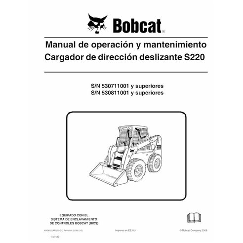 Minicargadora Bobcat S220 pdf manual de operación y mantenimiento ES - Gato montés manuales - BOBCAT-S220-6904152-ES-OM