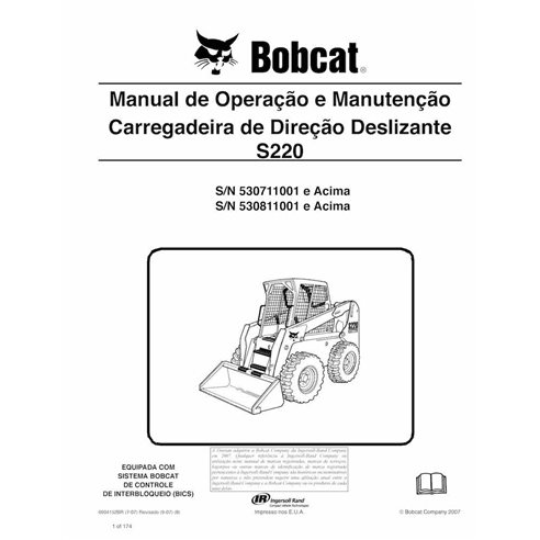 Bobcat S220 minicargadora pdf manual de operación y mantenimiento PT - Gato montés manuales - BOBCAT-S220-6904152-PT-OM