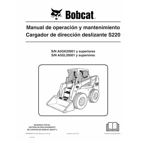 Manuel d'utilisation et d'entretien pdf de la chargeuse compacte Bobcat S220 ES - Lynx manuels - BOBCAT-S220-6986989-ES-OM