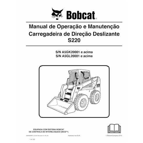 Bobcat S220 skid steer loader pdf operation and maintenance manual ES - BobCat manuals - BOBCAT-S220-6986989-PT-OM