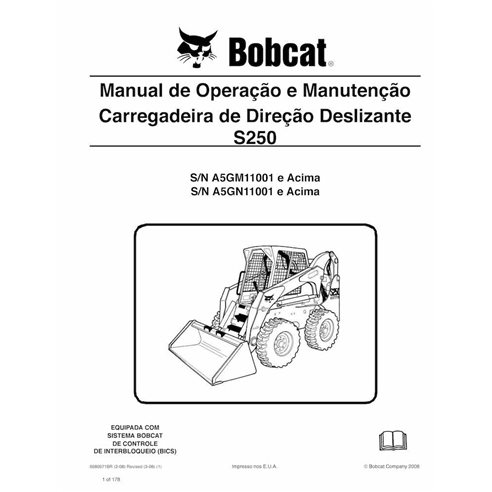 Bobcat S250 minicargadora pdf manual de operación y mantenimiento PT - Gato montés manuales - BOBCAT-S250-6986971-PT-OM