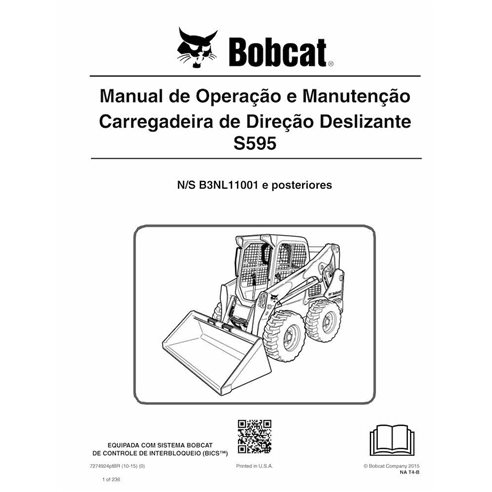 Bobcat S590 skid steer loader pdf operation and maintenance manual PT - BobCat manuals - BOBCAT-S595-7274924-PT-OM