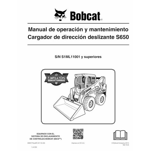 Manuel d'utilisation et d'entretien pdf de la chargeuse compacte Bobcat S650 ES - Lynx manuels - BOBCAT-S650-6990770-ES-OM