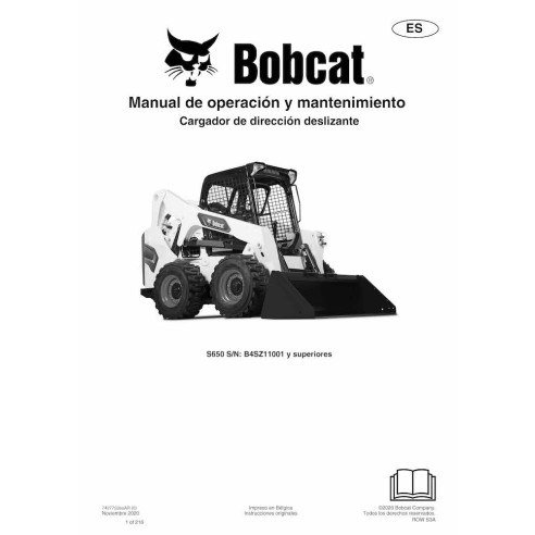 Manuel d'utilisation et d'entretien pdf de la chargeuse compacte Bobcat S650 ES - Lynx manuels - BOBCAT-S650-7427753-ES-OM