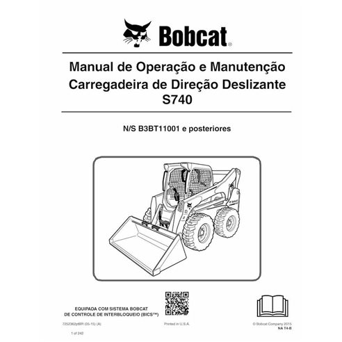 Bobcat S740 minicargadora pdf manual de operación y mantenimiento PT - Gato montés manuales - BOBCAT-S740-7252362-PT-OM