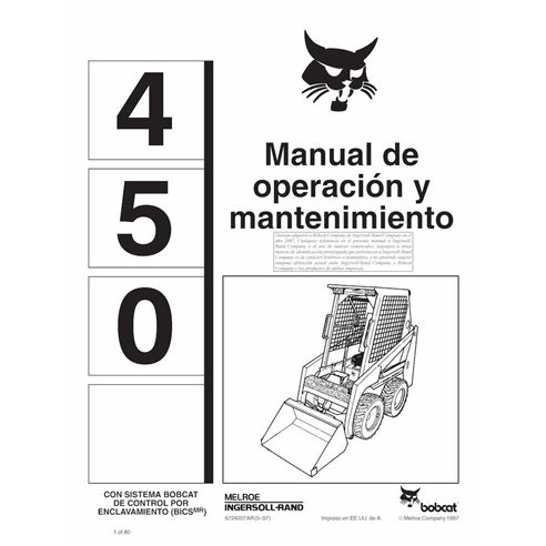 Manuel d'utilisation et d'entretien pdf de la chargeuse compacte Bobcat 450 ES - Lynx manuels - BOBCAT-450-6724207-ES-OM