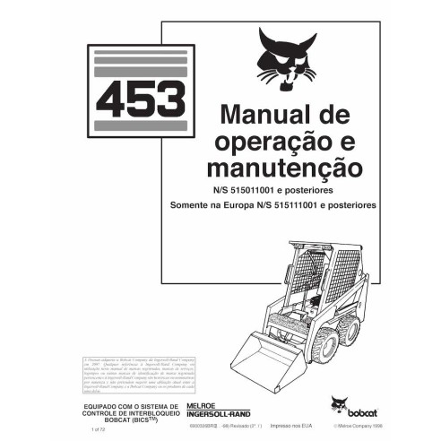Minicargadora Bobcat 453 pdf manual de operación y mantenimiento PT - Gato montés manuales - BOBCAT-453-6900326-PT-OM