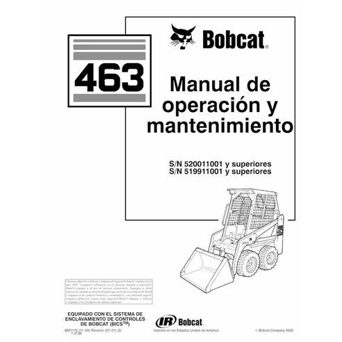 Minicargadora Bobcat 463 pdf manual de operación y mantenimiento ES - Gato montés manuales - BOBCAT-463-6901175-ES-OM