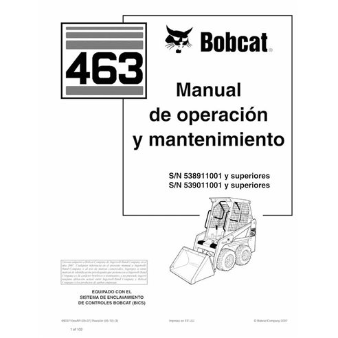 Manuel d'utilisation et d'entretien pdf de la chargeuse compacte Bobcat 463 ES - Lynx manuels - BOBCAT-463-6903710-ES-OM