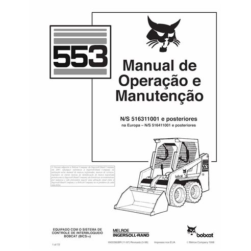 Bobcat 553 minicargadora pdf manual de operación y mantenimiento PT - Gato montés manuales - BOBCAT-553-6900385-PT-OM