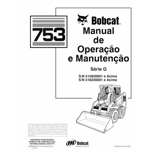 Minicargadora Bobcat 753 pdf manual de operación y mantenimiento ES - Gato montés manuales - BOBCAT-753-6900969-PT-OM