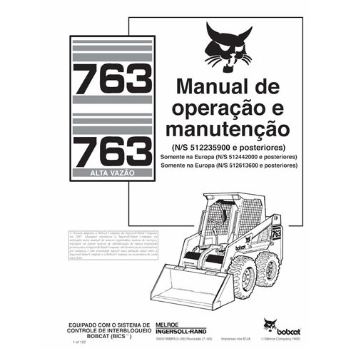 Bobcat 763 skid steer loader pdf operation and maintenance manual PT - BobCat manuals - BOBCAT-763-6900788-PT-OM