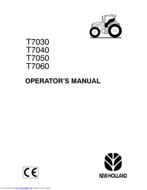 Manual del operador del tractor New Holland T7030, T7040, T7050, T7060 - Agricultura de Nueva Holanda manuales - NH-T7030-OM